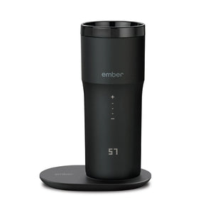 Elektrisk kaffetermokop sort V2 - 355 ml med digitalt display og varmeplade for optimal kaffetemperatur.