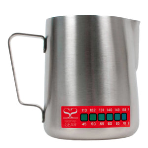 Termometer Attento -Espresso Gear mælkekande i rustfrit stål med indbygget temperaturindikator til espresso.