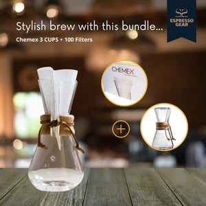 Chemex 3 kopper + 100 filtre ESPRESSO GEAR